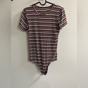 Hollister Black and White Striped Bodysuit